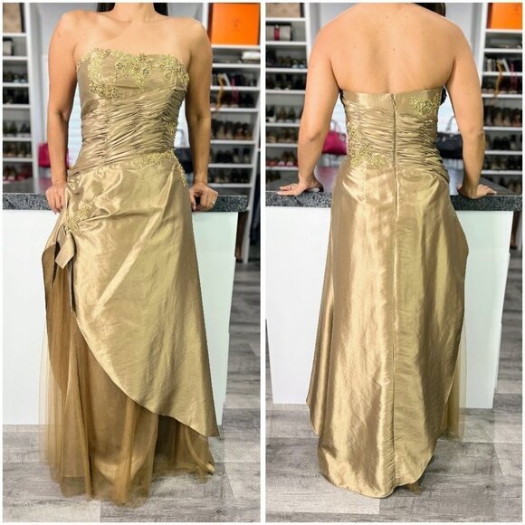 Let's Fashion Dresses New Lets Fashion Gold Y2k Taffeta Strapless